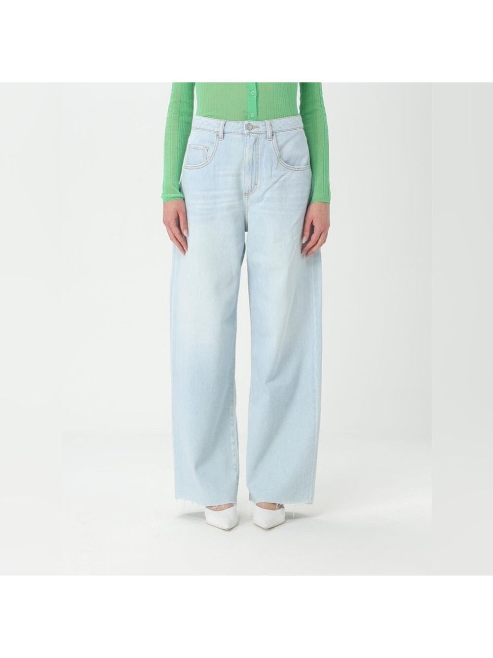 ICON Denim Poppy Eco Wide Leg Jeans Light Wash Raw Hem High Rise Size 27
